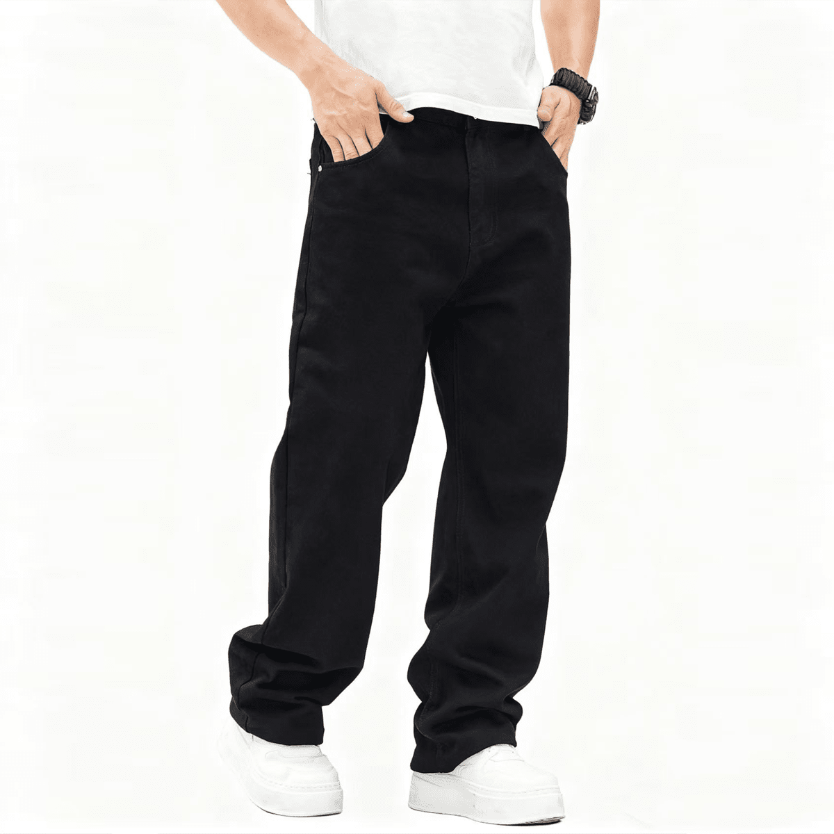 Relaxed Fit Straight-Leg Denim Jeans
