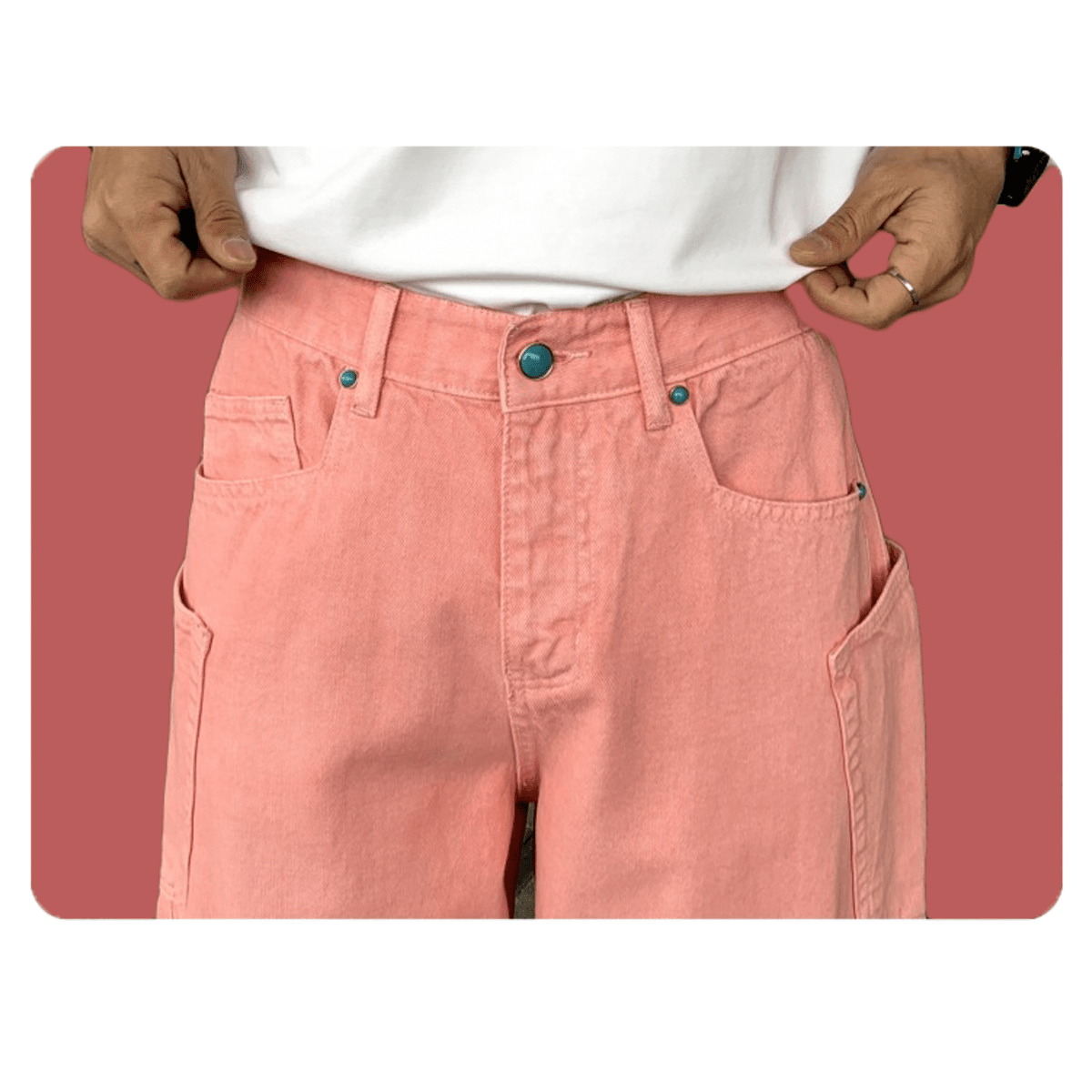 Pink Loose Fit Washed Basic Jeans
