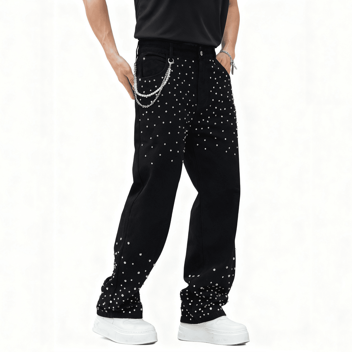 Rhinestone Relaxed Jeans