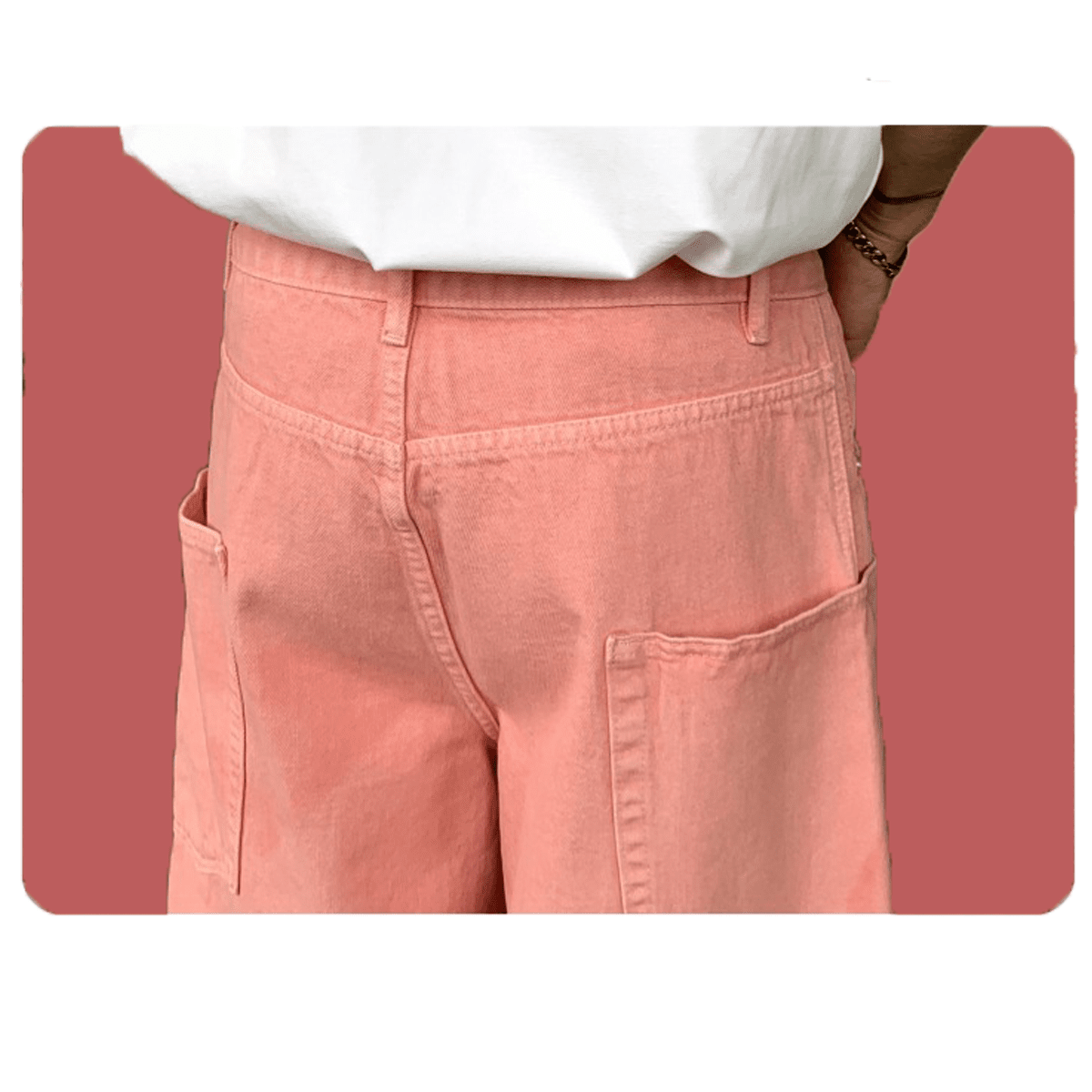 Pink Loose Fit Washed Basic Jeans